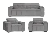 Gemma Light Gray Velvet Power Reclining Living Room