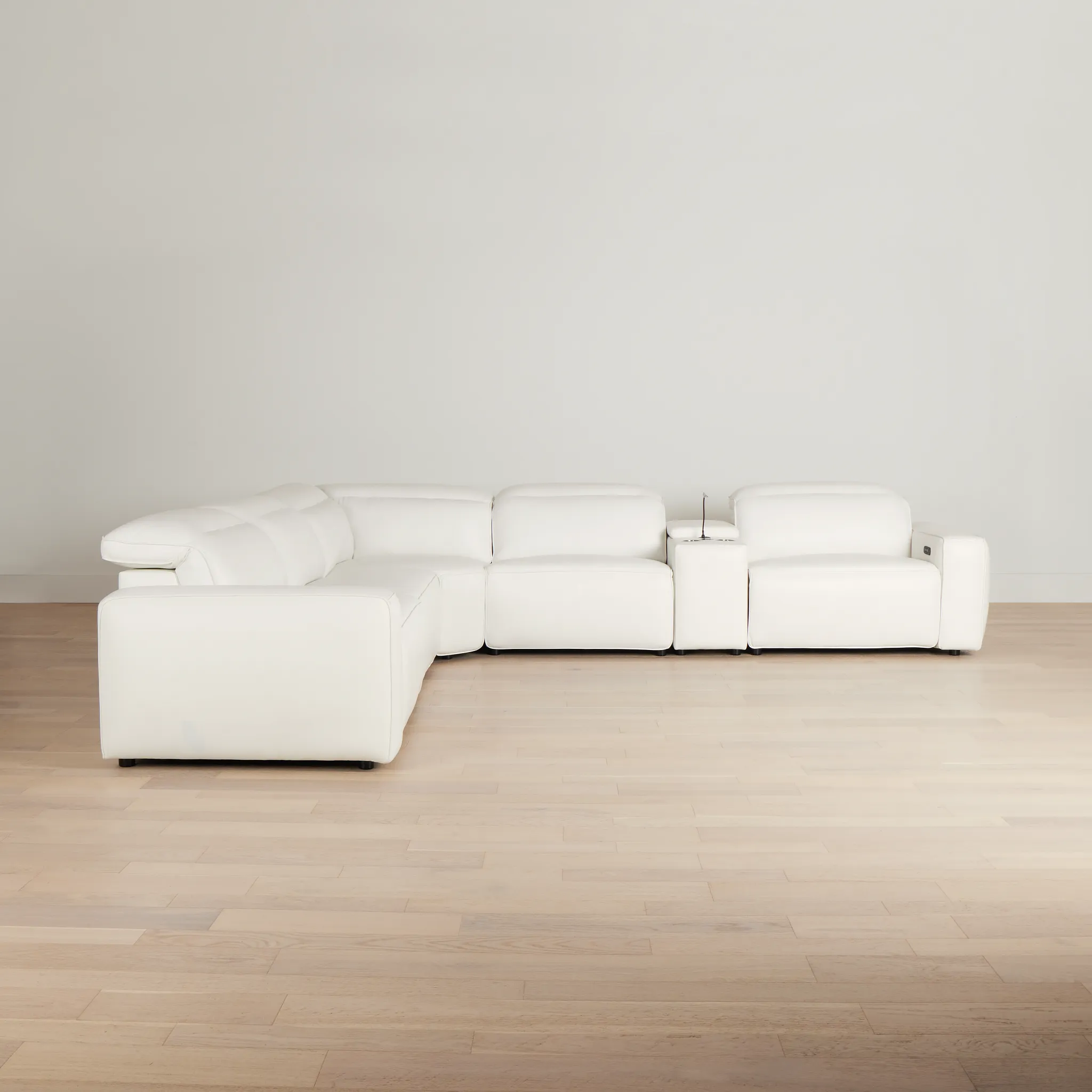 Tidal White Lthr/vinyl Medium Dual Power 2-arm Reclining Sectional