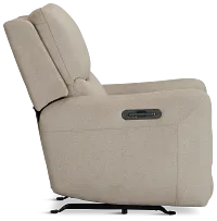 Jonas Khaki Fabric Power Recliner With Heat And Massage