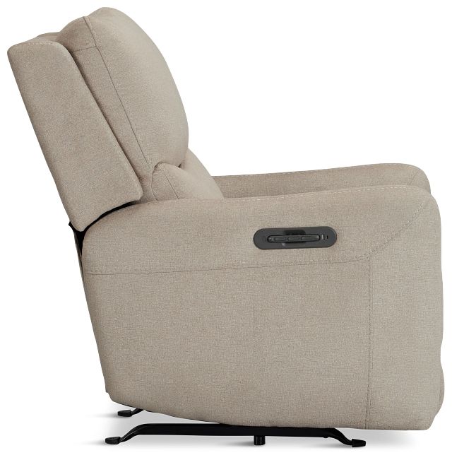 Jonas Khaki Fabric Power Recliner With Heat And Massage