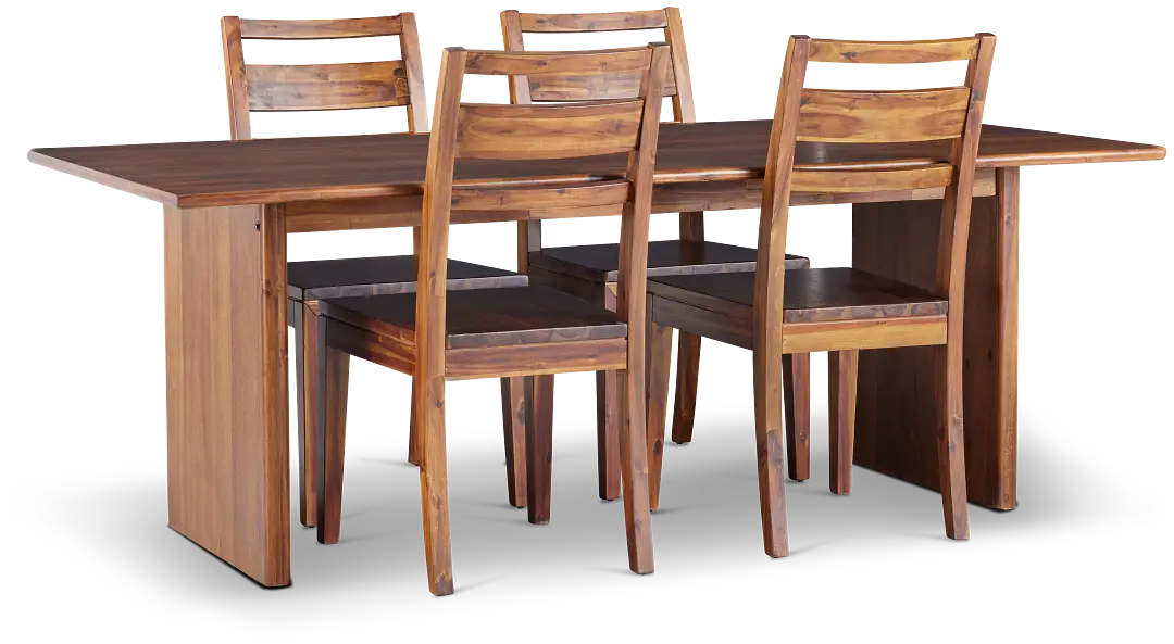Bowery Dark Tone Rectangular Table & 4 Wood Chairs Bowery Dark Tone Rectangular Table & 4 Wood Chairs