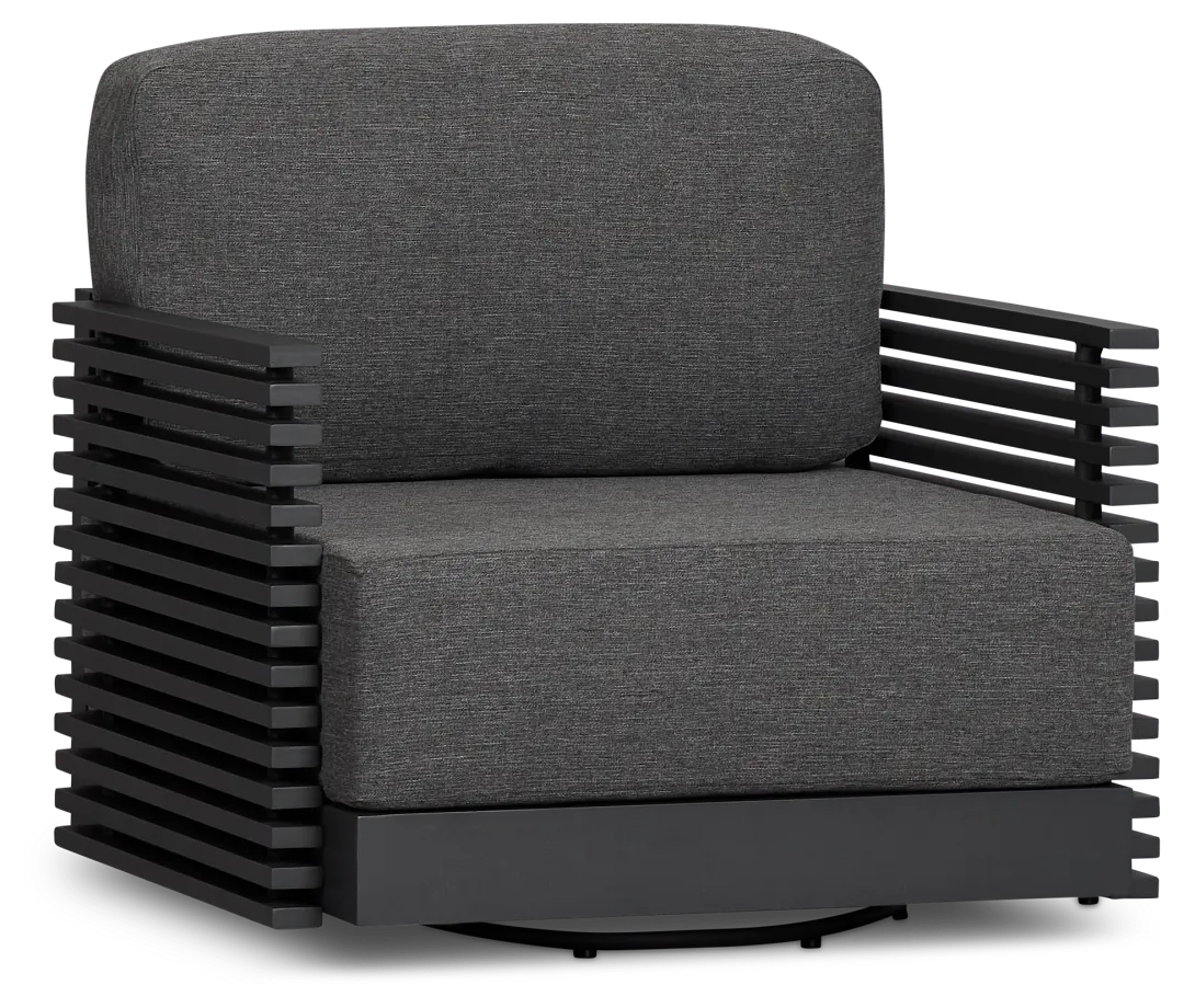 Monterey Black Aluminum Swivel Chair With Gray Cushions