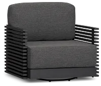 Monterey Black Aluminum Swivel Chair With Gray Cushions