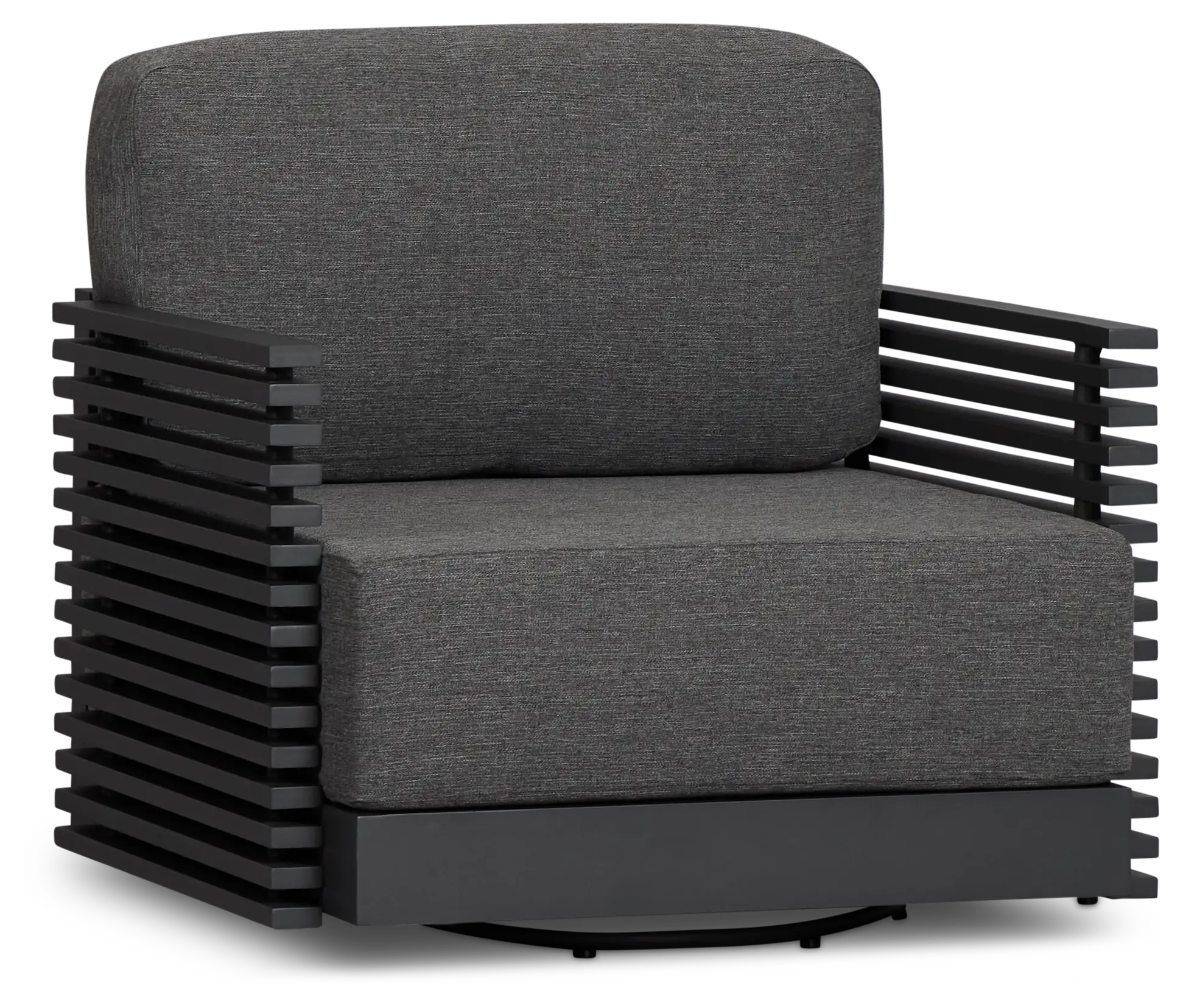 Monterey Black Aluminum Swivel Chair With Gray Cushions Monterey Black Aluminum Swivel Chair With Gray Cushions