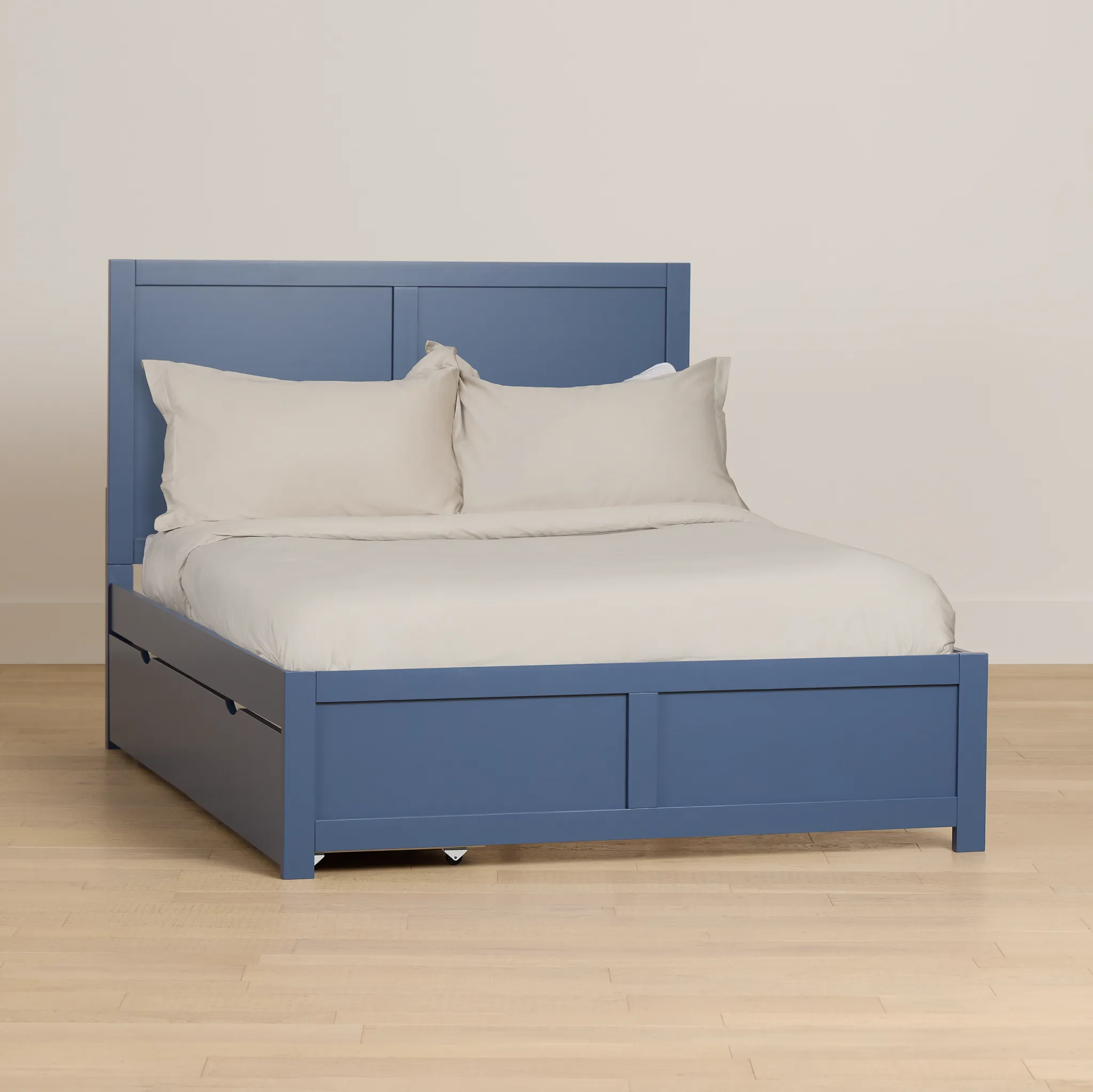 Charleston Dark Blue Panel Bed With 4 Storage Drawers