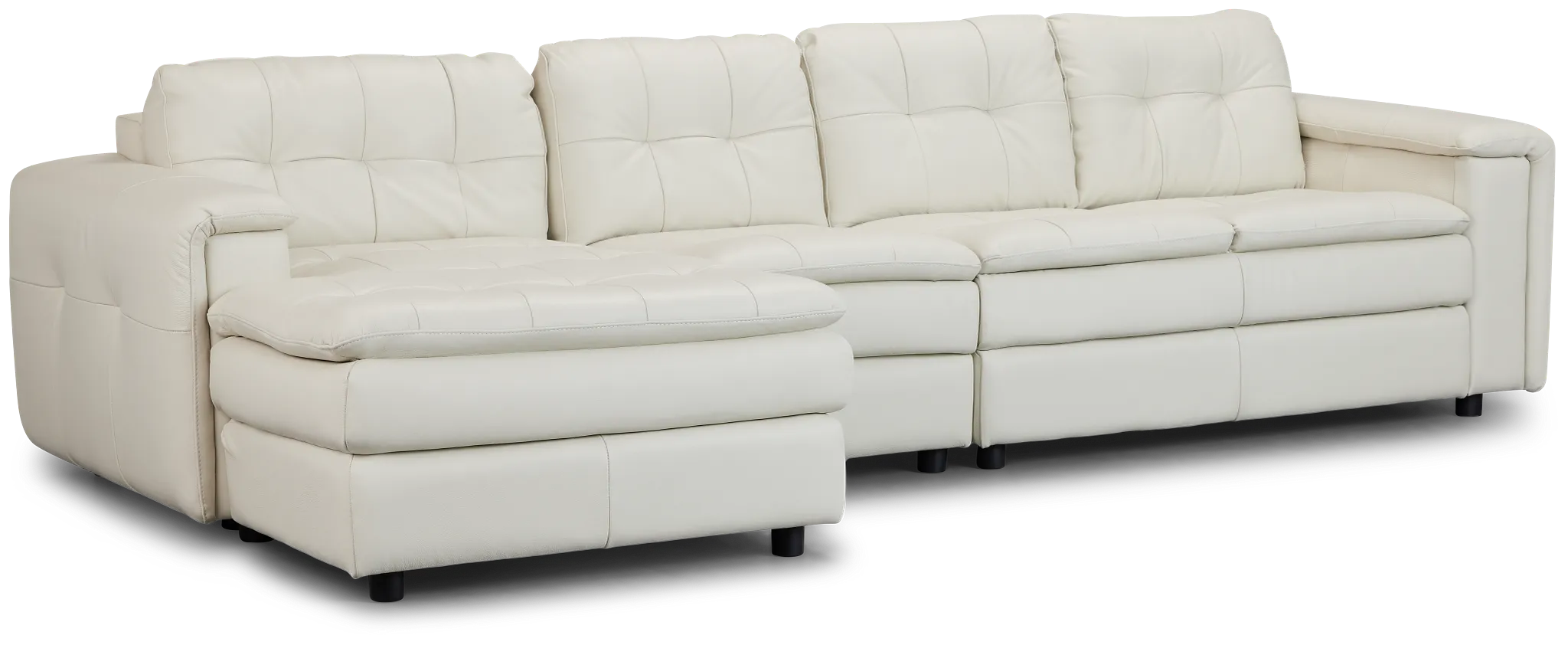 Rowan Light Beige Leather Small Left Chaise Sectional