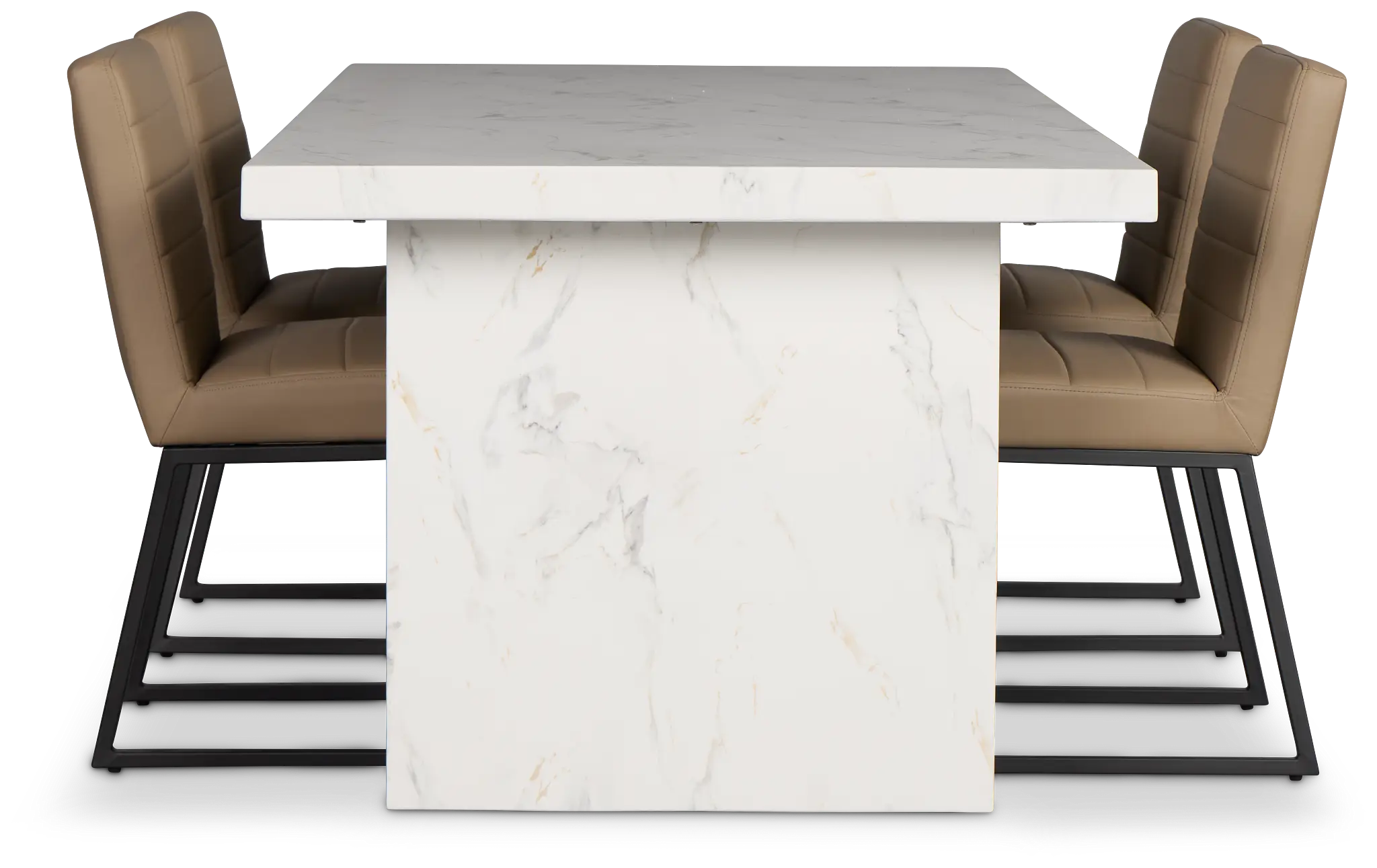 Viscaya White Table & 4 Light Taupe Upholstered Chairs Viscaya White Table & 4 Light Taupe Upholstered Chairs