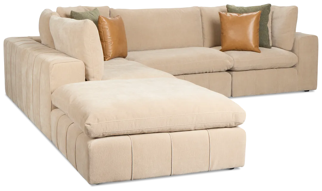 Cruz Light Beige Fabric 5pc Bumper Sectional