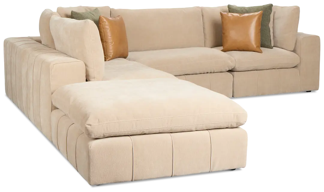 Cruz Light Beige Fabric 5pc Bumper Sectional Cruz Light Beige Fabric 5pc Bumper Sectional