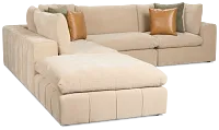Cruz Light Beige Fabric 5pc Bumper Sectional