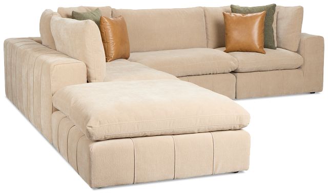 Cruz Light Beige Fabric 5pc Bumper Sectional