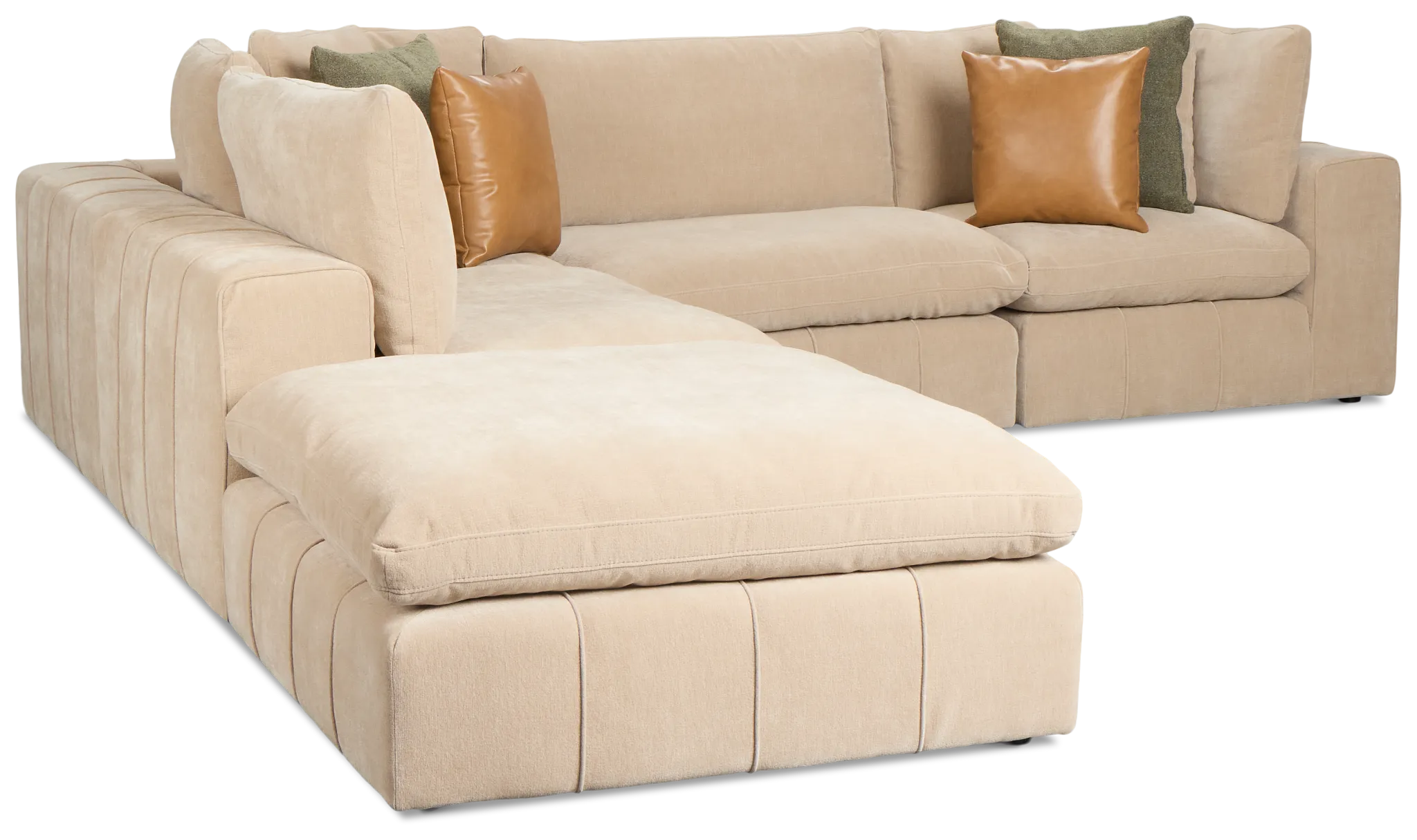Cruz Light Beige Fabric 5pc Bumper Sectional