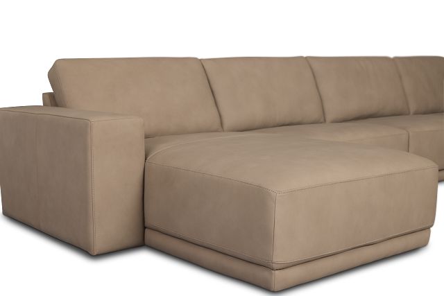 Kellan Taupe Leather Large Left Chaise Sectional