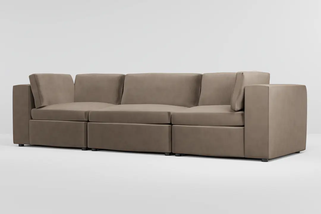 Destin Joya Beige Velvet 3-piece Modular Sofa Destin Joya Beige Velvet 3-piece Modular Sofa