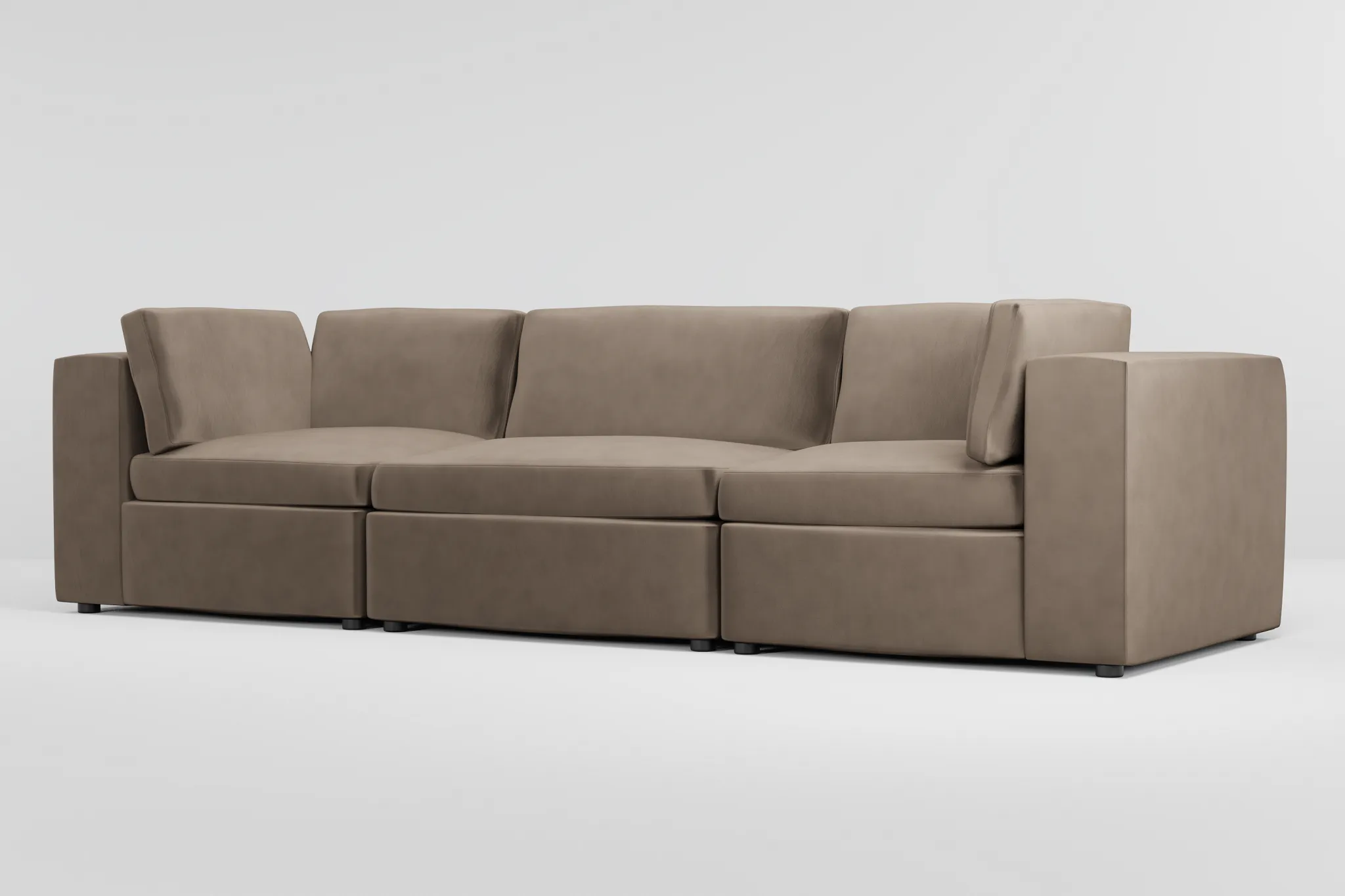 Destin Joya Beige Velvet 3-piece Modular Sofa