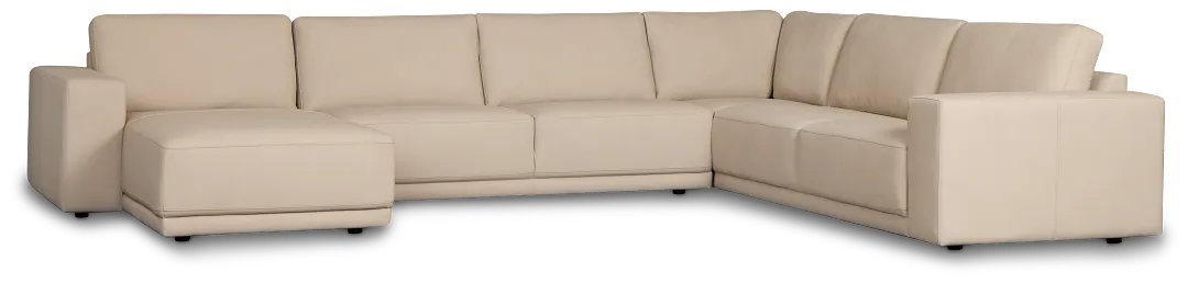 Kellan Ivory Leather Medium Left Chaise Sectional