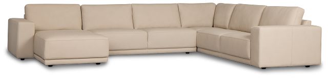 Kellan Ivory Leather Medium Left Chaise Sectional