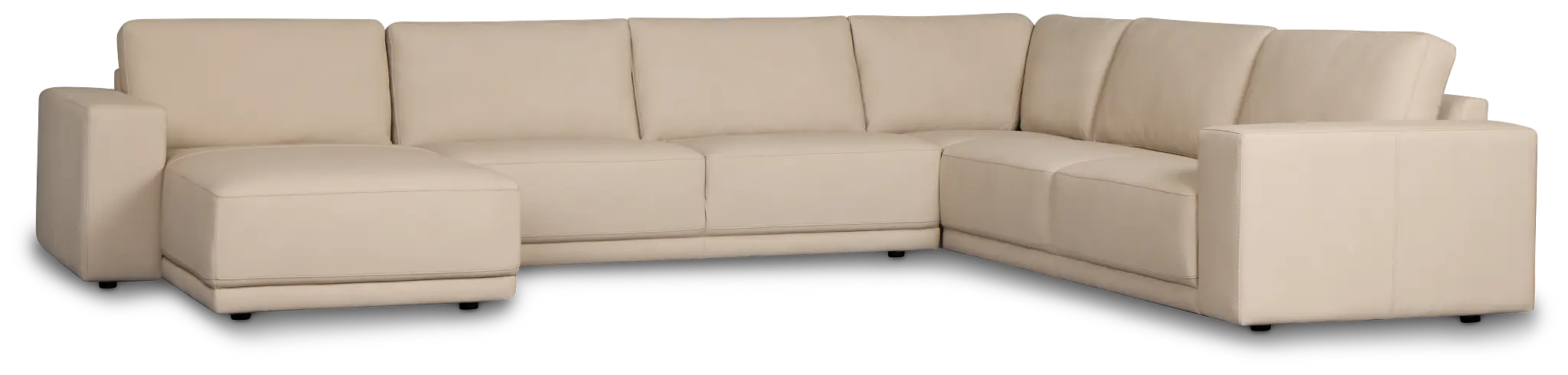 Kellan Ivory Leather Medium Left Chaise Sectional Kellan Ivory Leather Medium Left Chaise Sectional