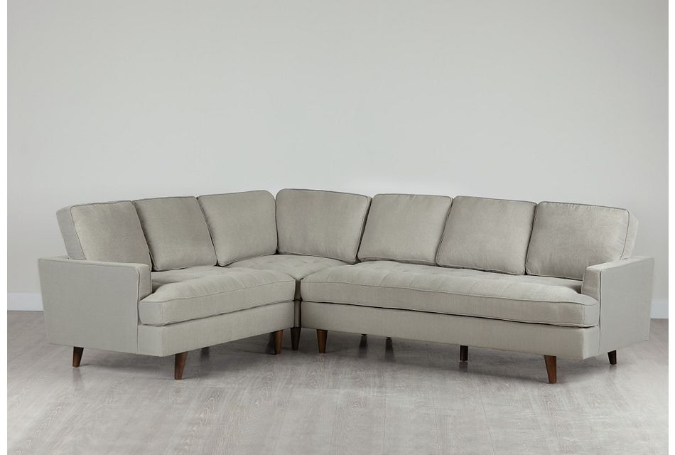 Mid Century Modern Light Gray Fabric Medium 2 Arm Left Facing Sofa Mid Century Modern Light Gray Fabric