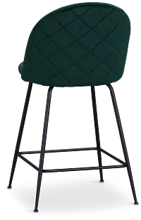 Capri Dark Green Velvet Upholstered 24" Barstools W/black Legs