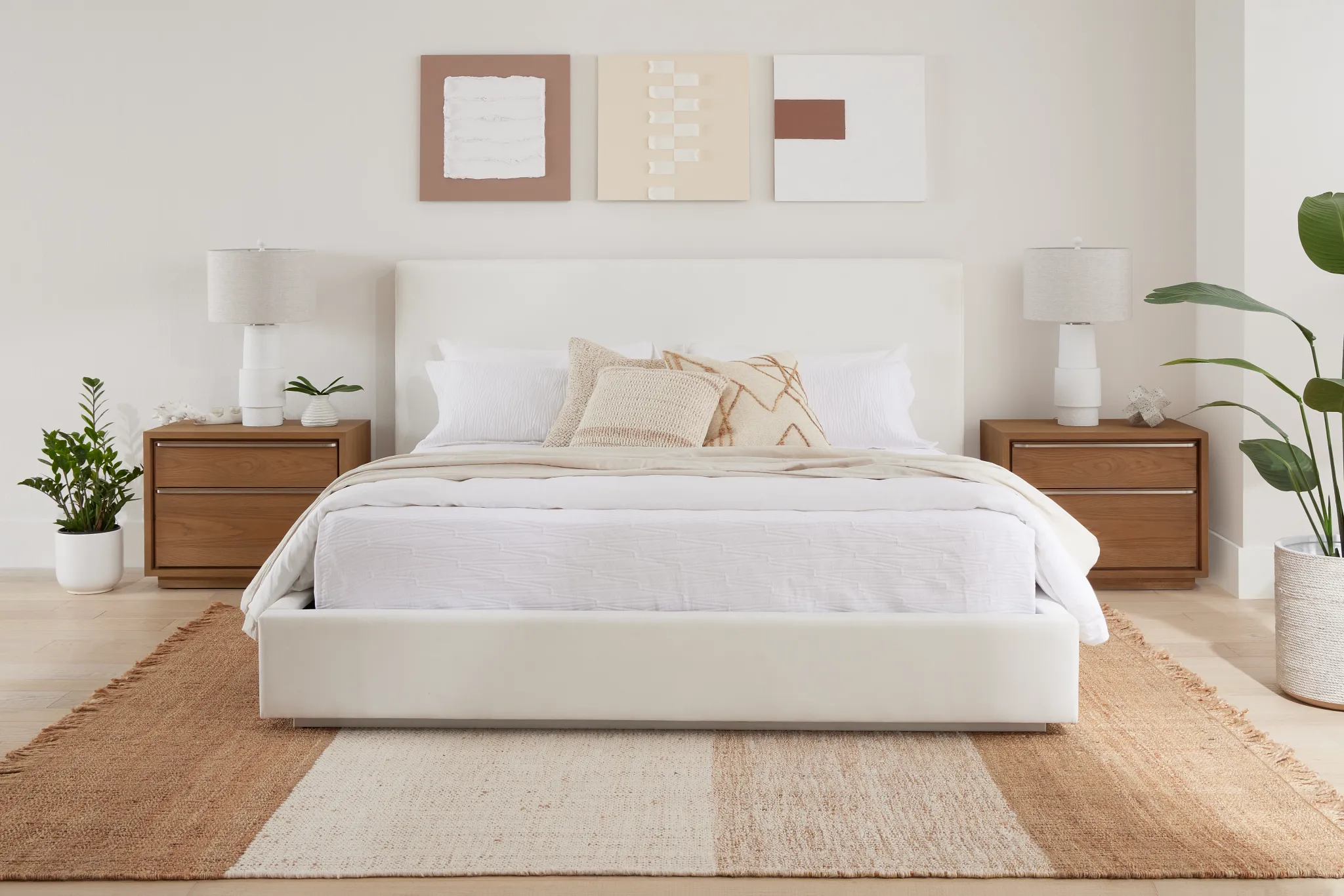 Haven White Uph Platform Bed