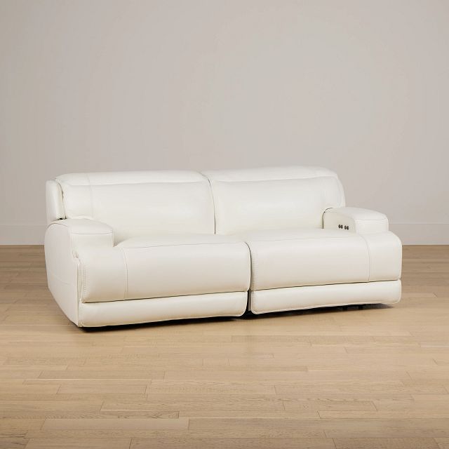 Reign White Lthr/vinyl Power Reclining Sofa