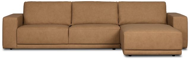 Kellan Light Brown Leather Right Chaise Sectional