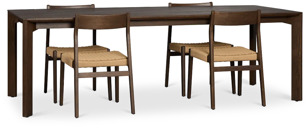Santorini Dark Tone Rect Table & 4 Woven Chairs