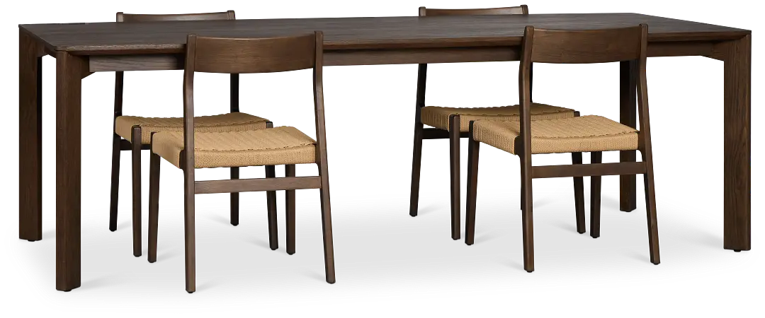 Santorini Dark Tone Rect Table & 4 Woven Chairs Santorini Dark Tone Rect Table & 4 Woven Chairs