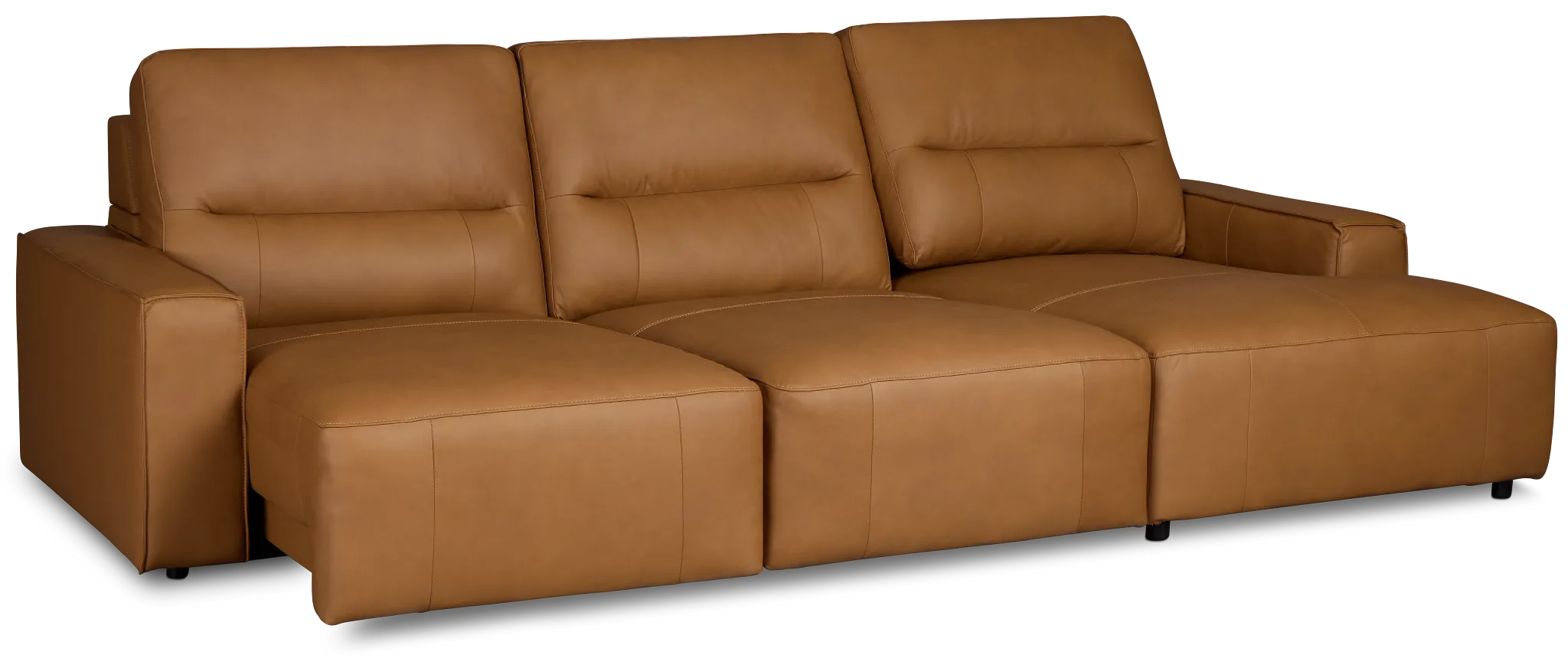 Rudy Brown Lthr/vinyl Right Dual Power Extension Chaise Sectional