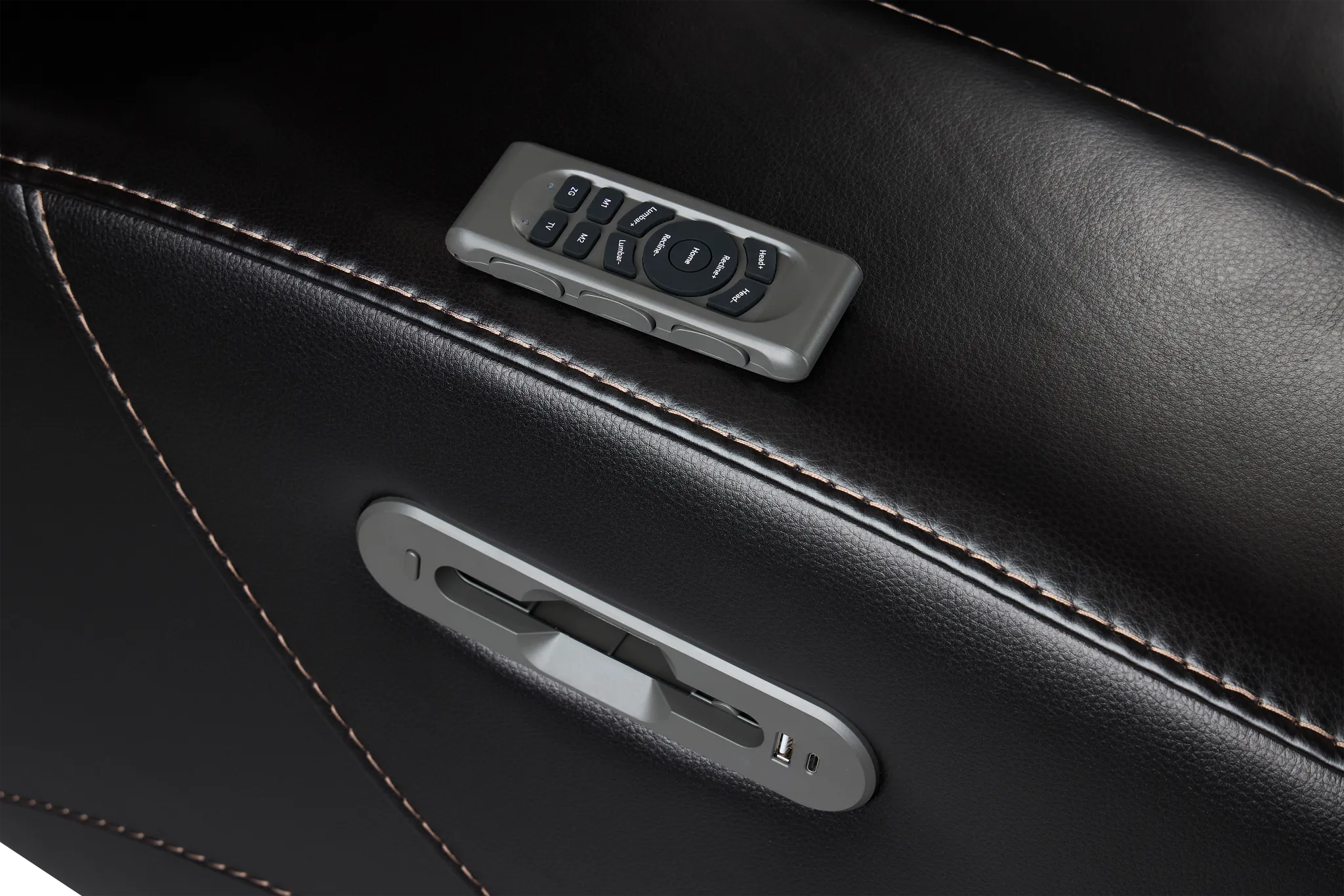 Casey Black Lthr/vinyl Small Two-arm Power Reclining Sectional