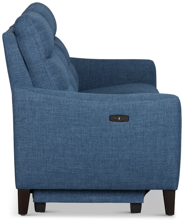 Keaton Blue Fabric Power Reclining Sofa W/ Power Headrest