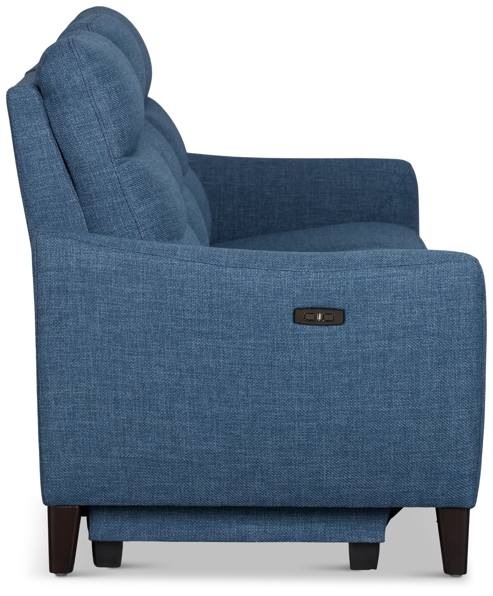 Keaton Blue Fabric Power Reclining Sofa W/ Power Headrest