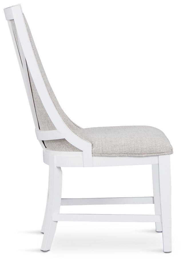 Heron Cove White Curved Upholstered Side Chair