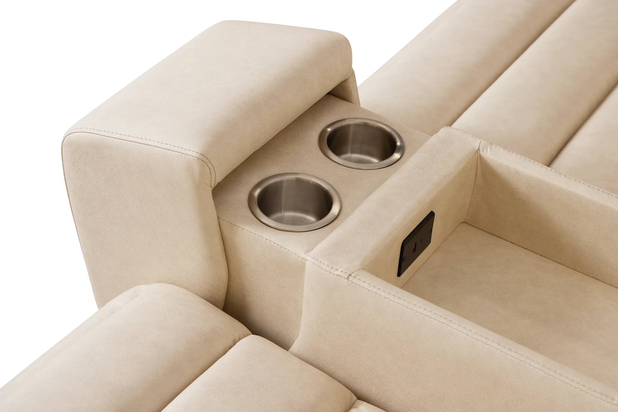 Sawyer Ivory Micro Large Dual Power Reclining Two-arm Sectional