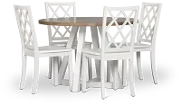 Edgartown Two-tone Round Table & 4 White Wood Chairs