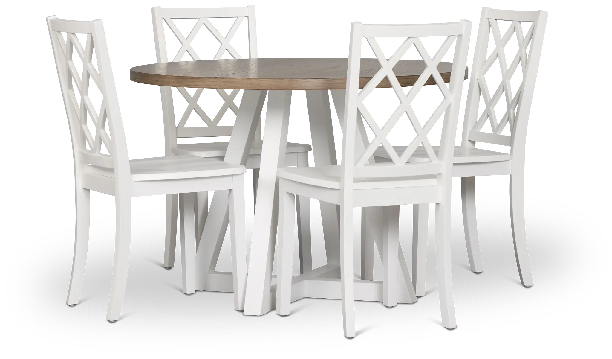 Edgartown Two-tone Round Table & 4 White Wood Chairs Edgartown Two-tone Round Table & 4 White Wood Chairs