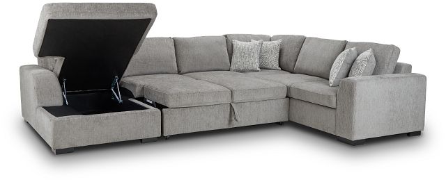 Blakely Gray Fabric Left Chaise Storage Sleeper Sectional