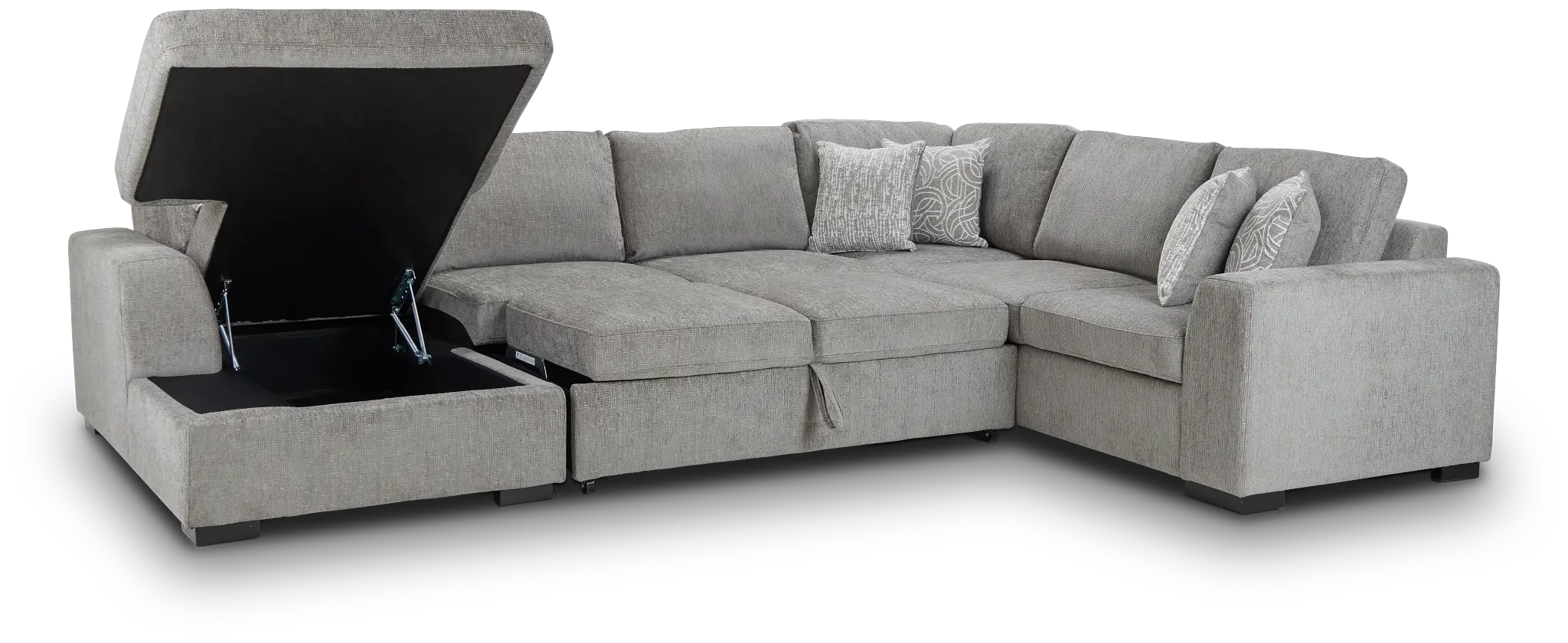 Blakely Gray Fabric Left Chaise Storage Sleeper Sectional Blakely Gray Fabric Left Chaise Storage Sleeper Sectional