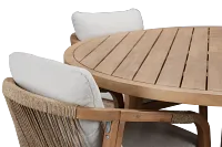 Laguna Light Tone Round Table & 4 Gray Cushioned Chairs