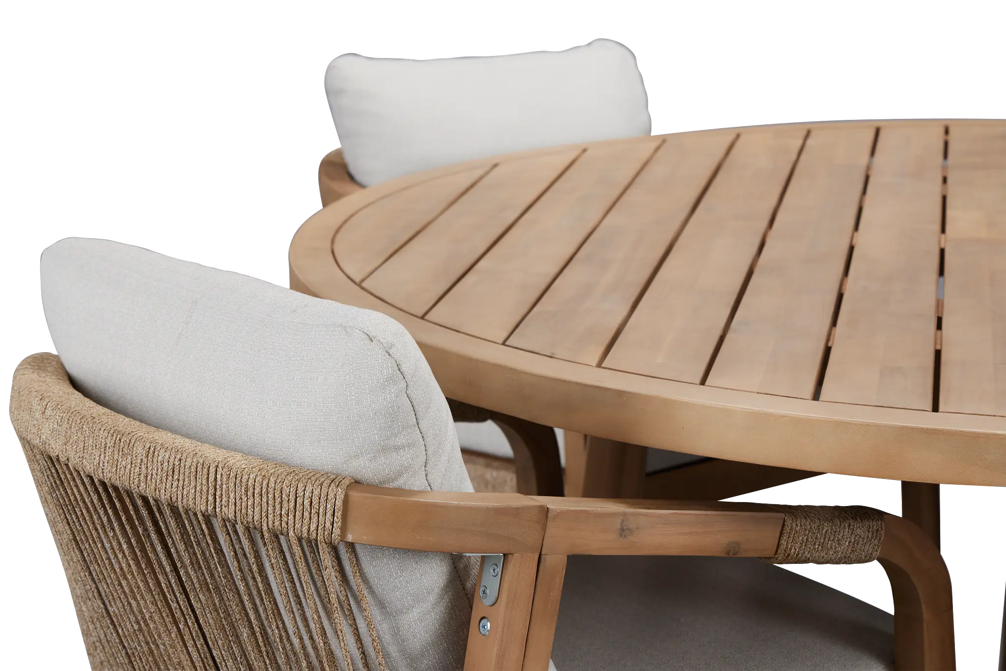 Laguna Light Tone Round Table & 4 Gray Cushioned Chairs Laguna Light Tone Round Table & 4 Gray Cushioned Chairs