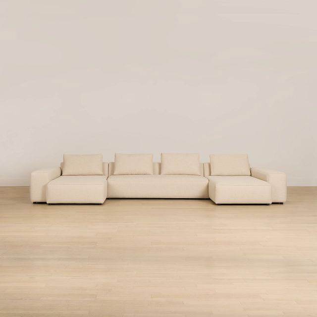Cleo Beige Fabric Double Chaise Sectional