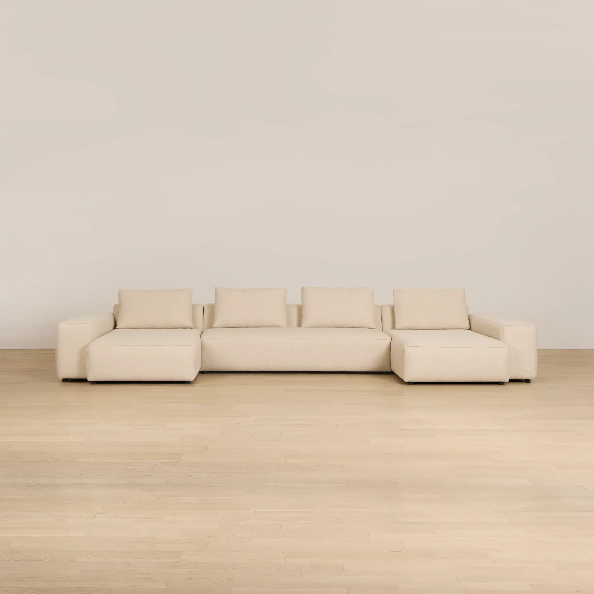 Cleo Beige Fabric Double Chaise Sectional Cleo Beige Fabric Double Chaise Sectional