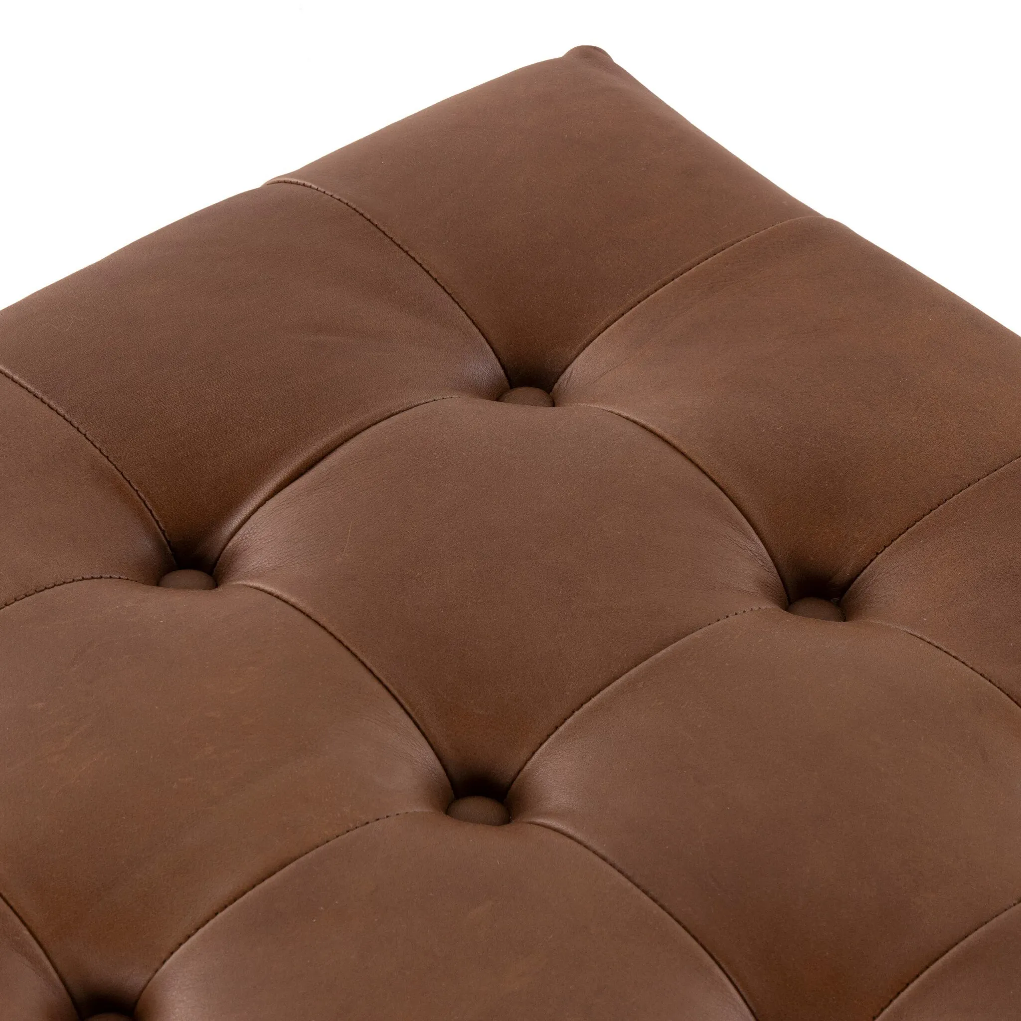 Four Hands Ferda Brown Leather Cocktail Ottoman