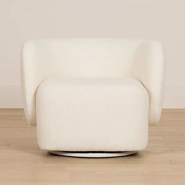 Cleo Light Beige Fabric Swivel Accent Chair