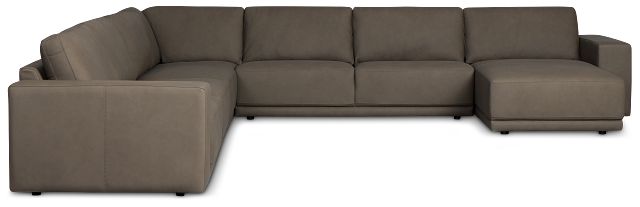 Kellan Dark Gray Leather Large Right Chaise Sectional