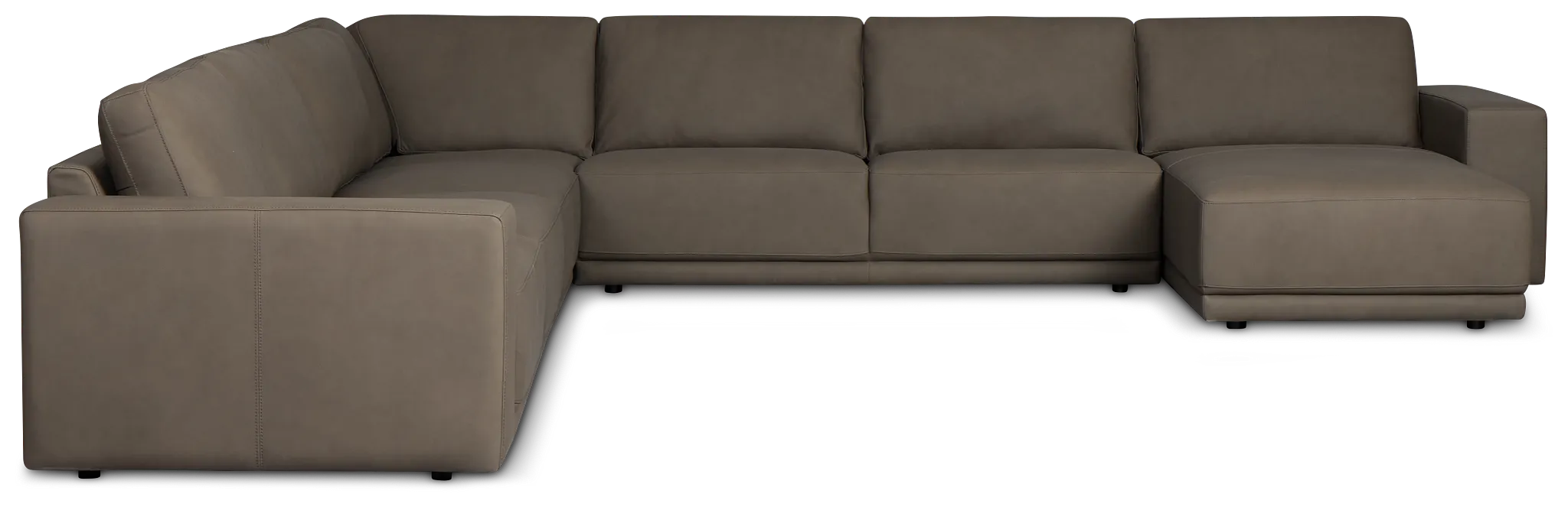 Kellan Dark Gray Leather Large Right Chaise Sectional