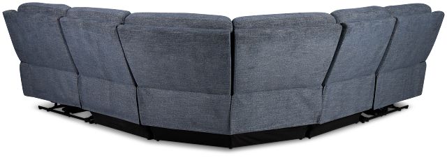 Walker Blue Fabric Small Two-arm Power Reclining Sectional