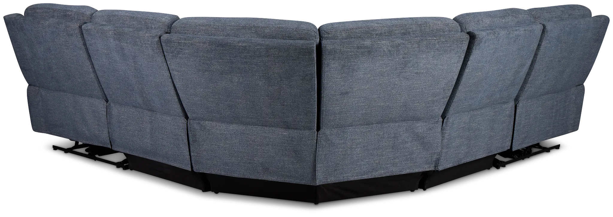 Walker Blue Fabric Small Two-arm Power Reclining Sectional