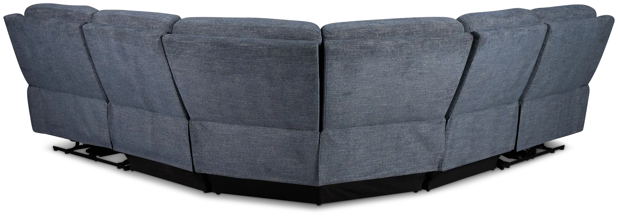 Walker Blue Fabric Small Two-arm Power Reclining Sectional Walker Blue Fabric Small Two-arm Power Reclining Sectional